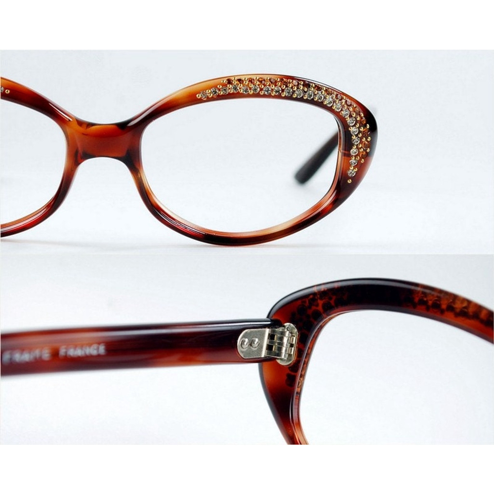 Deluxe France Rhinestone Cat Eye Glasses Tortoise… - image 5